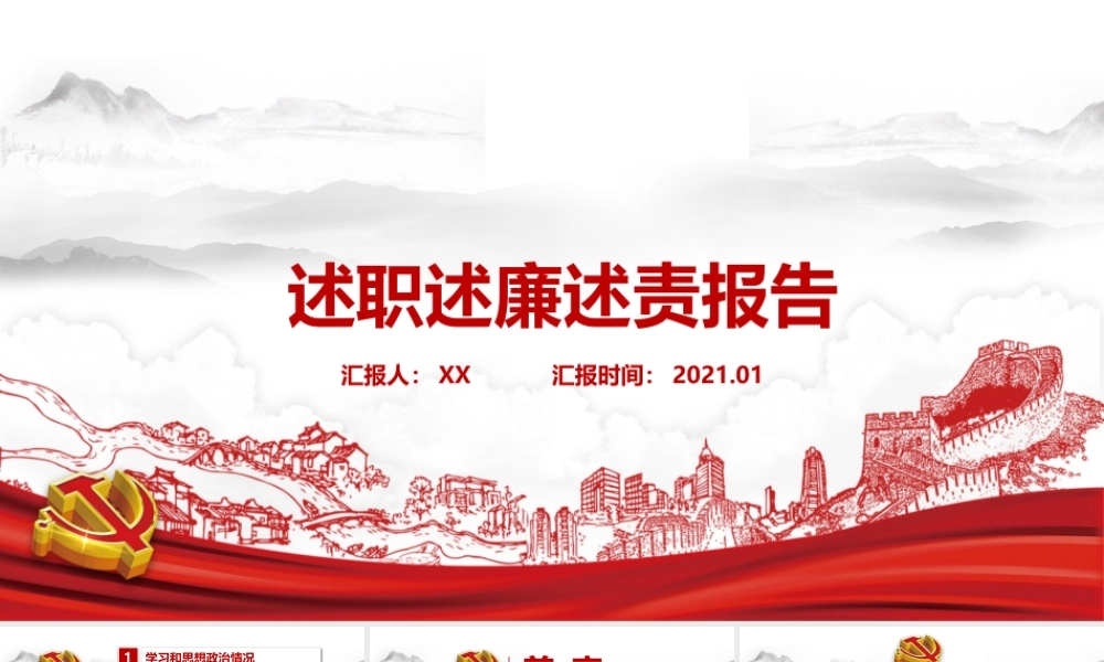 述职述廉述责报告模板（PPT）
