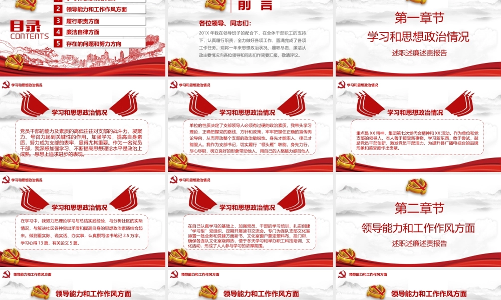 述职述廉述责报告模板（PPT）
