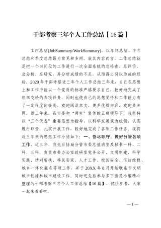 干部考察三年个人工作总结16篇