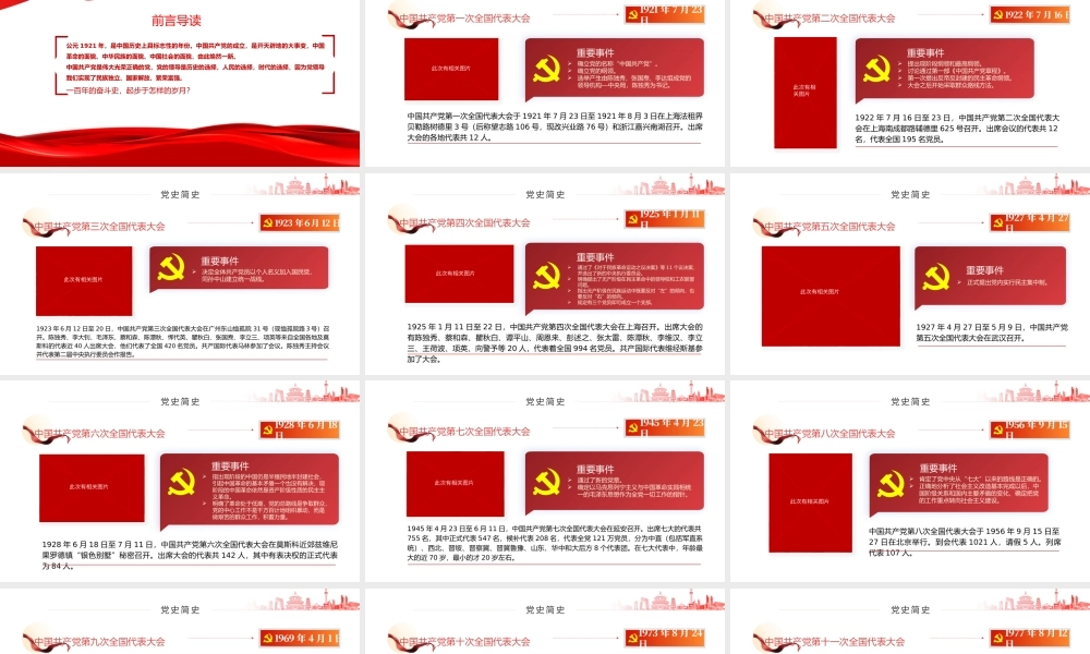 1921-2021中共一大到十九大极简史PPT