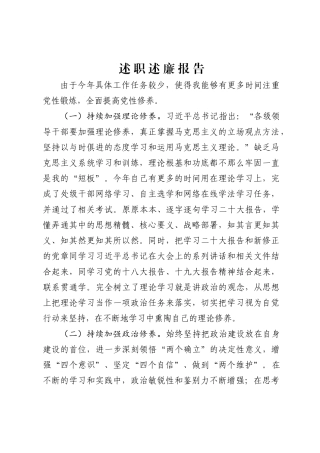 2022年个人述 职 述 廉 报 告