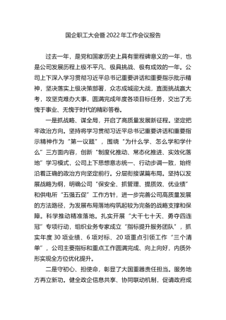 国企职工大会暨2022年工作会议报告