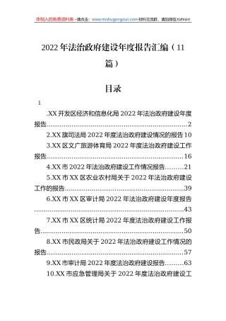 2022年法治政府建设年度报告汇编（11篇）