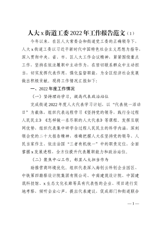 2022年工作报告范文13篇街道人大工作汇报总结
