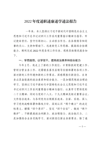 2022年度个人述责述廉述学述法