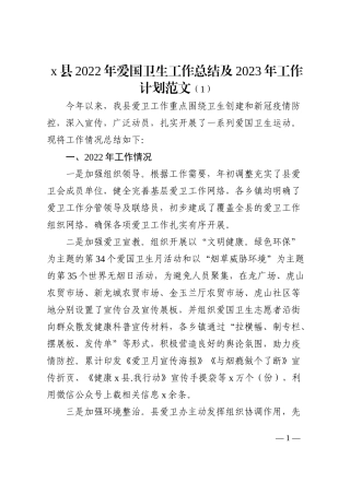 2022年爱国卫生工作总结及2023年工作计划范文4篇