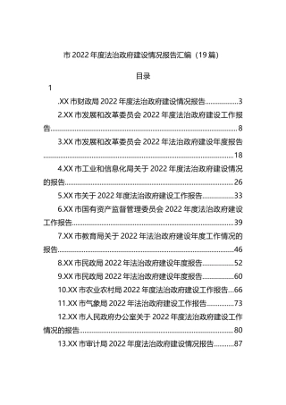 市2022年度法治政府建设情况报告汇编（19篇）