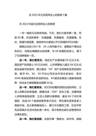 在2022年春节团拜会上的致辞3篇