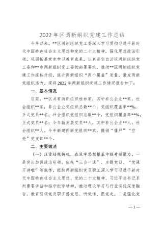 2022年区两新组织党建工作总结