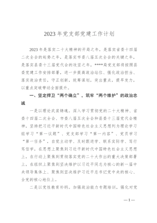 2023年党支部党建工作计划