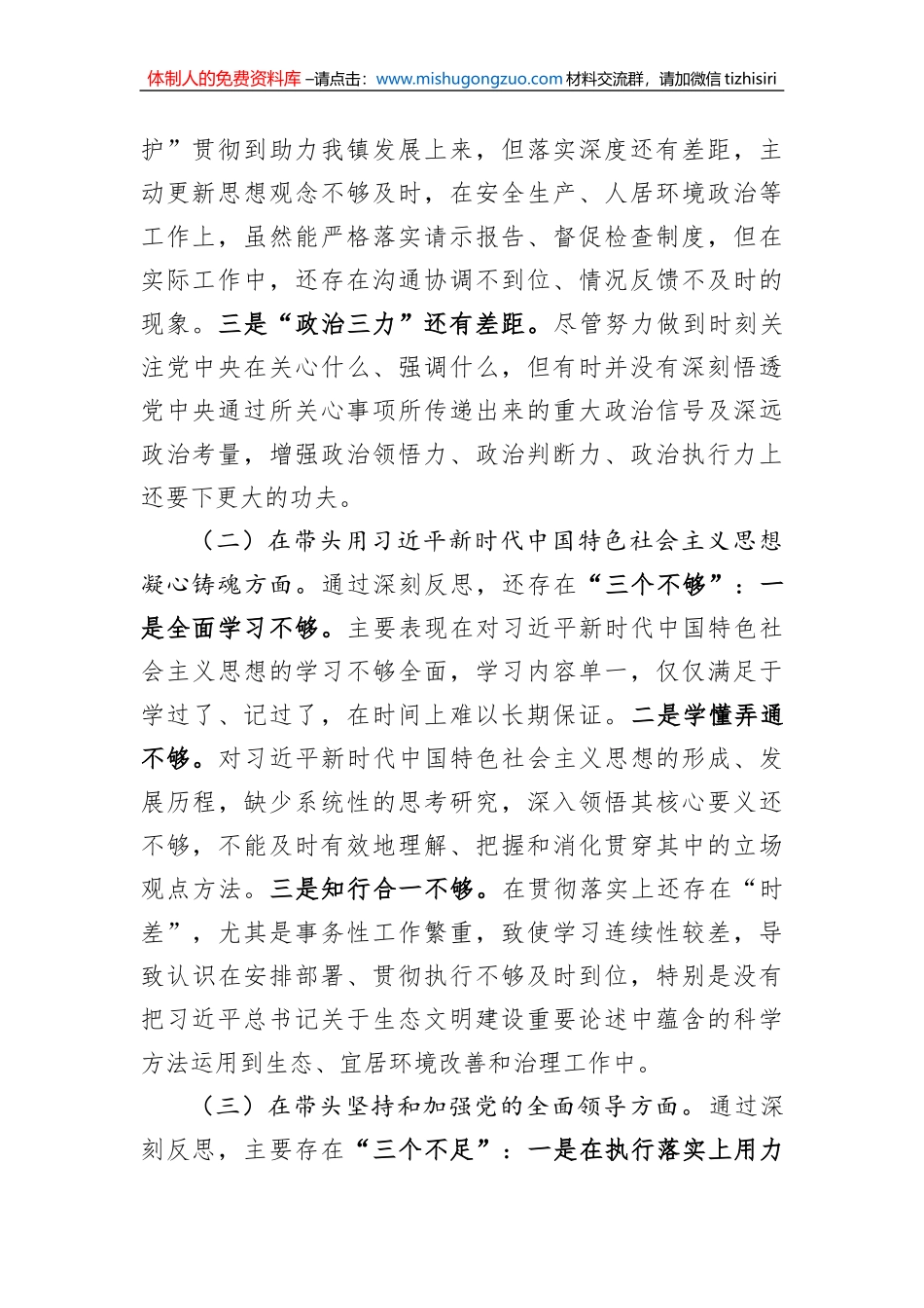 2022年度党员干部个人民主生活会发言材料_第2页