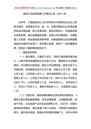 集团公司改革发展工作情况汇报