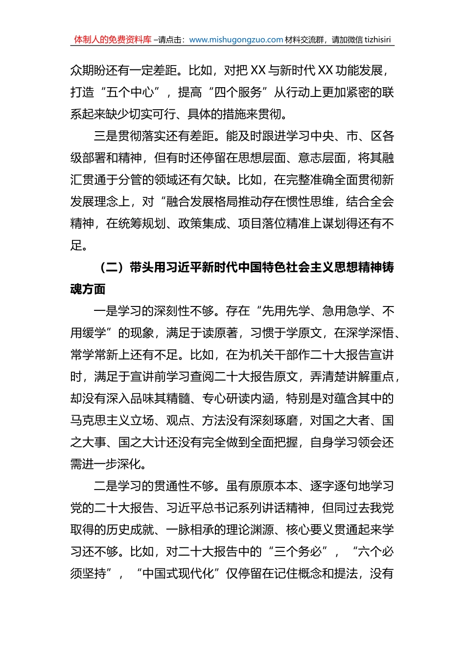 发改委党组书记2022年度民主生活会对照检查材料 (1)_第2页