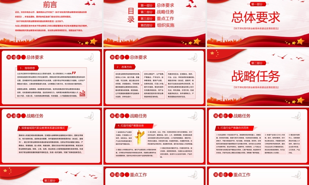 关于深化现代职业教育体系建设改革的意见PPT模板（20230209）
