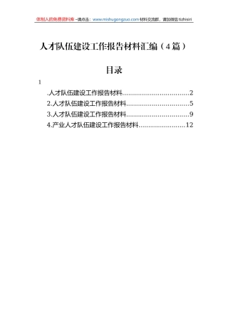 人才队伍建设工作报告材料汇编（4篇）