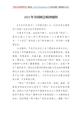2023年全国两会精神感悟
