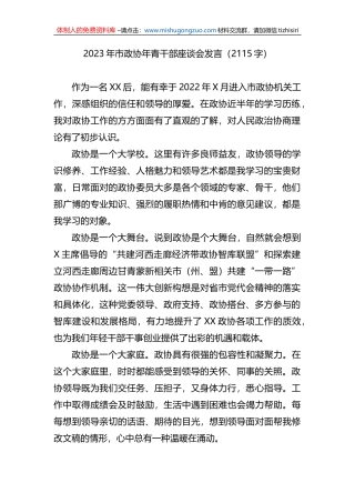 2023年市政协青年干部座谈会发言