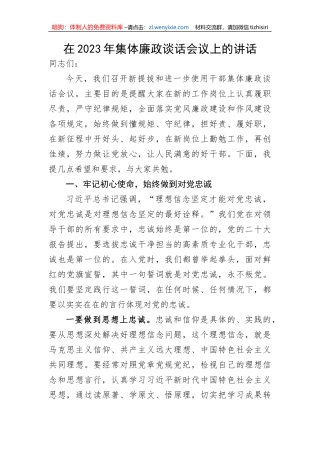 【党风廉政】在2023年集体廉政谈话会议上的讲话