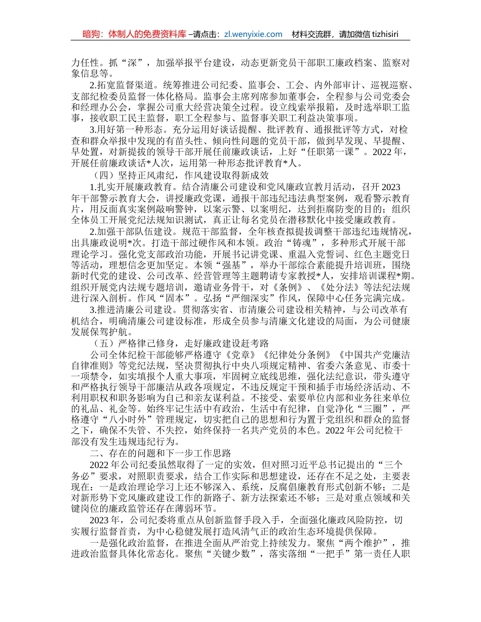 公司2022年度纪委工作报告_第2页