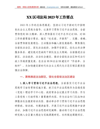 XX区司法局2023年工作要点