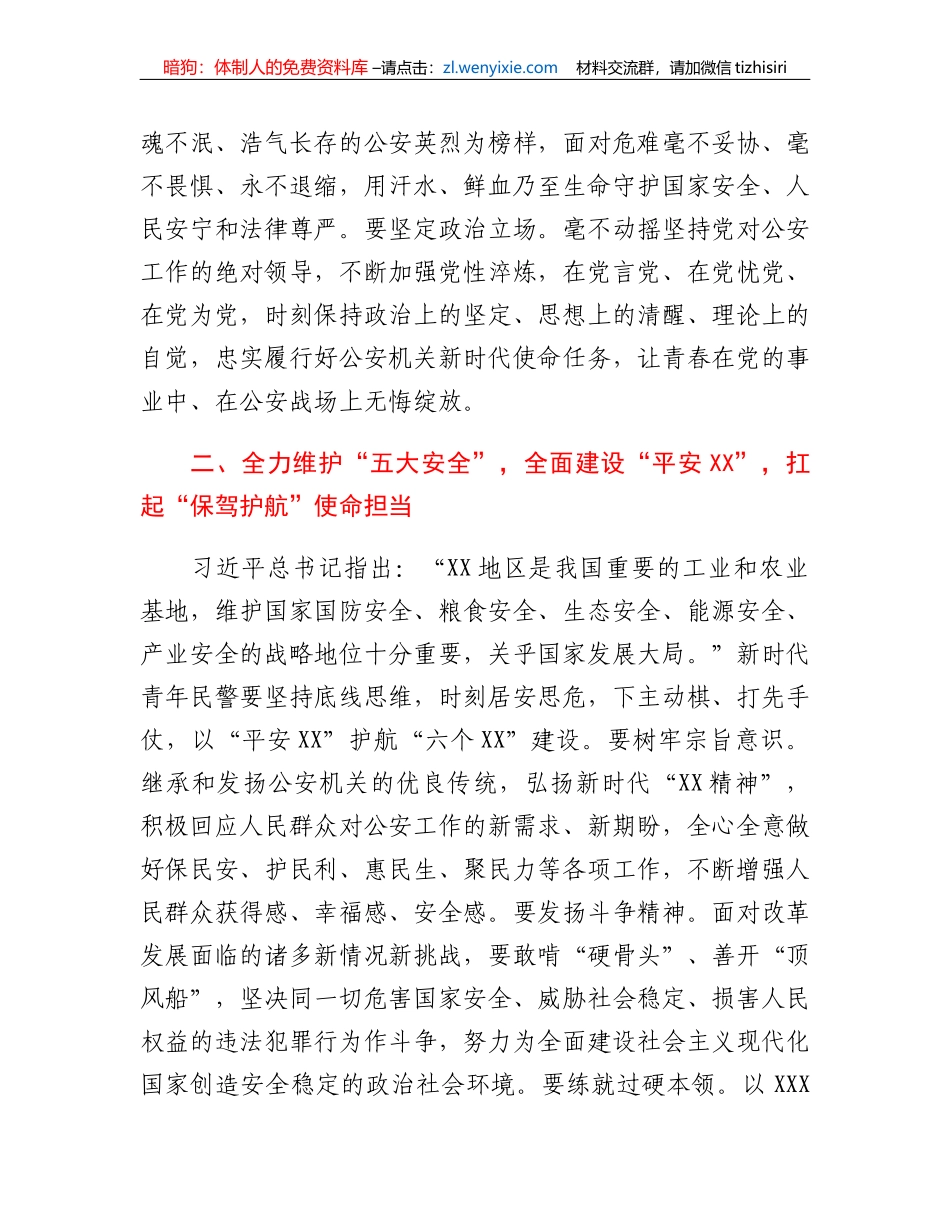 公安系统座谈发言：以吾辈之青春忠实履行好党和人民赋予的新时代使命任务_第2页