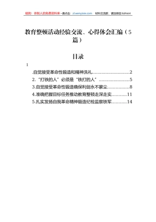 纪检监察干部队伍教育整顿经验交流、心得体会汇编（5篇）