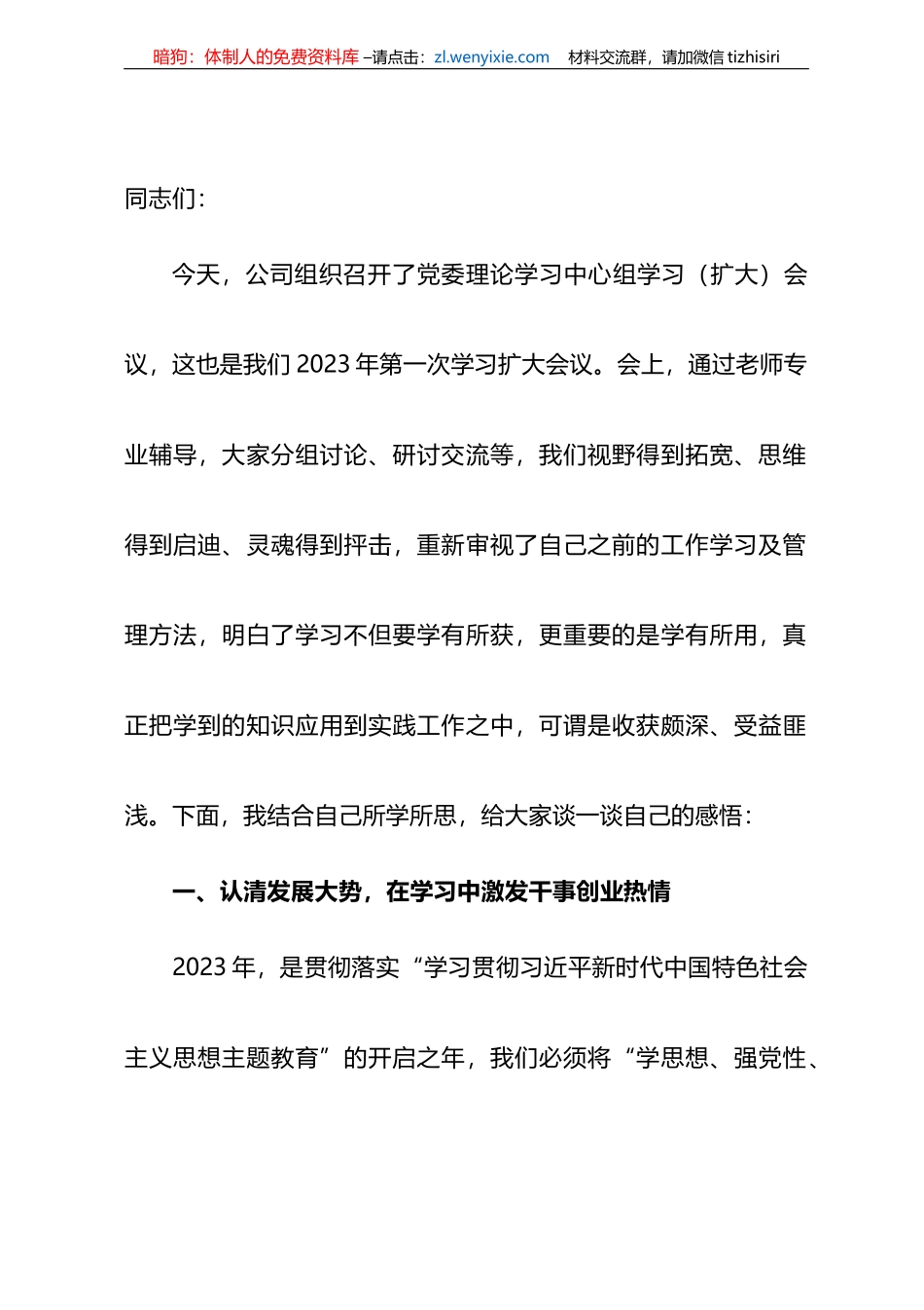 公司领导在主题教育集中学习大会上的讲话_第1页