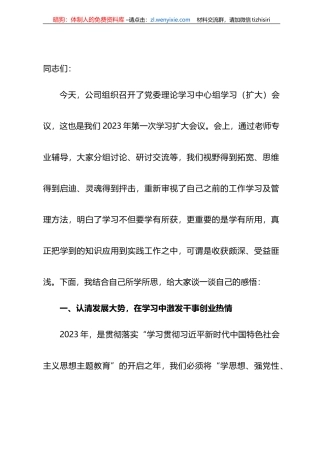 公司领导在主题教育集中学习大会上的讲话