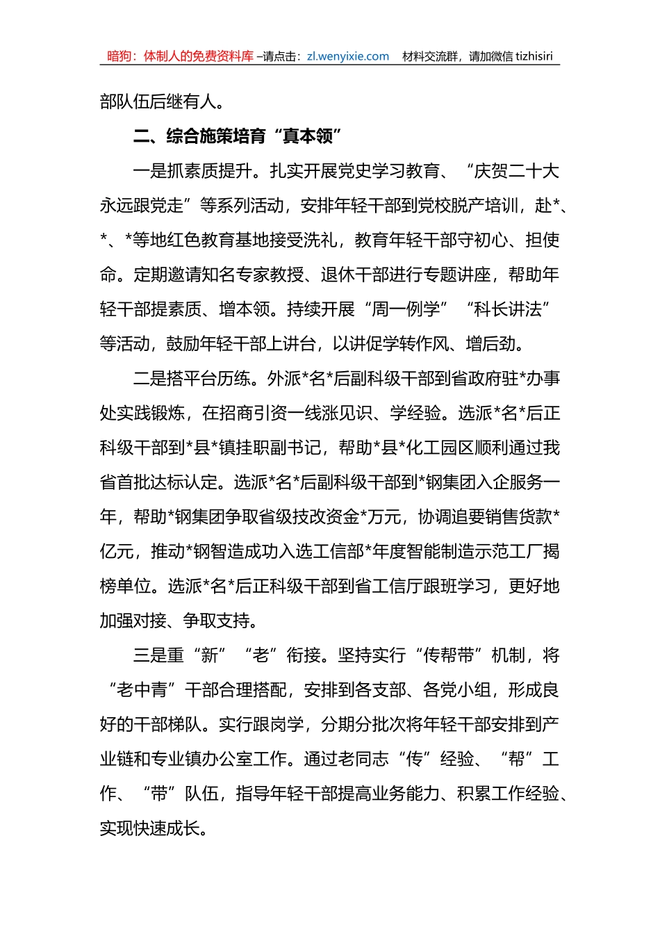 关于大力选拔培养优秀年轻干部经验材料_第2页