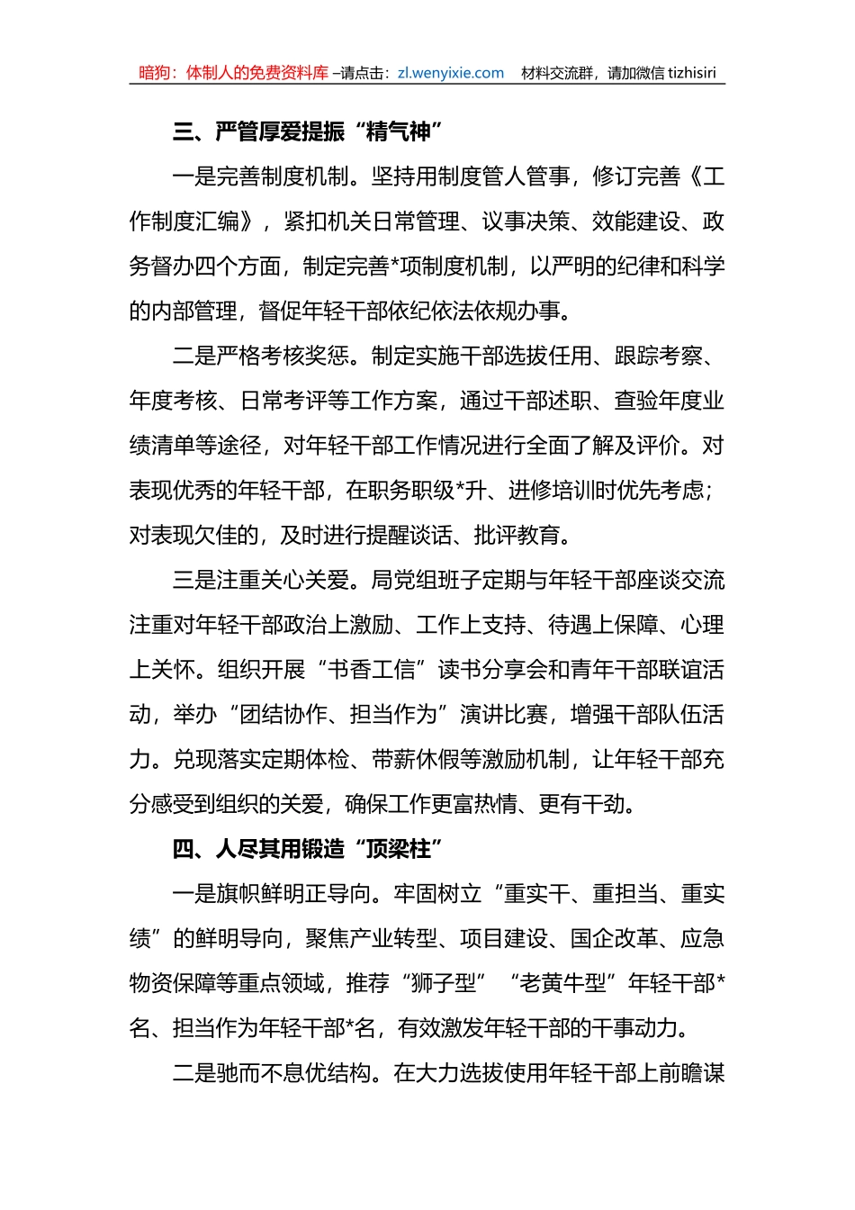 关于大力选拔培养优秀年轻干部经验材料_第3页