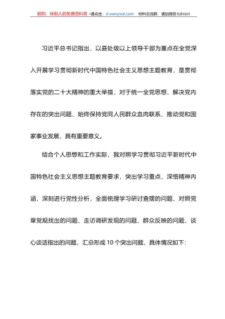 2023年主题教育查摆问题清单（10条）