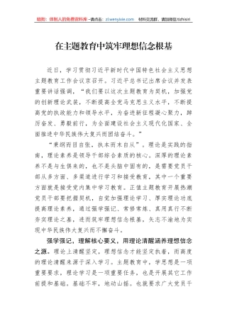 在主题教育中筑牢理想信念根基