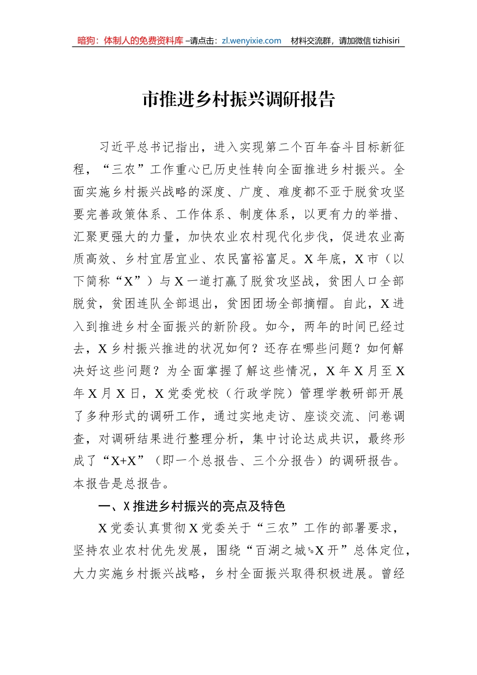 市推进乡村振兴调研报告_第1页