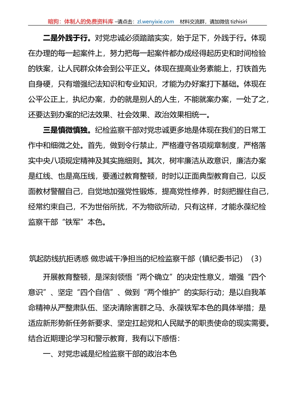 5篇纪检监察干部队伍教育整顿研讨发言材料_第3页