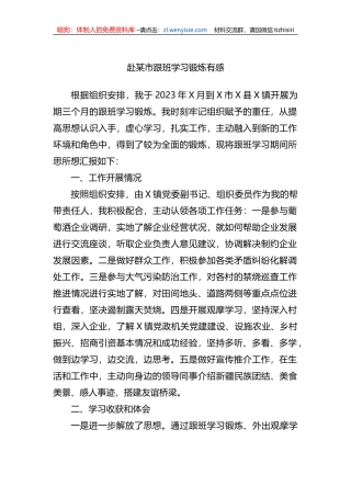 2023年在跟班学习锻炼的心得体会