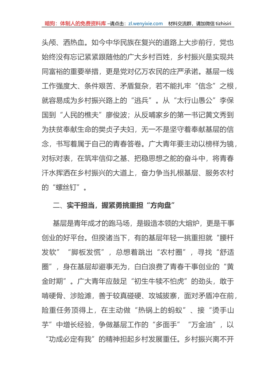 交流研讨发言：践行回信精神+助力乡村振兴+用青春书写新时代华彩篇章_第2页