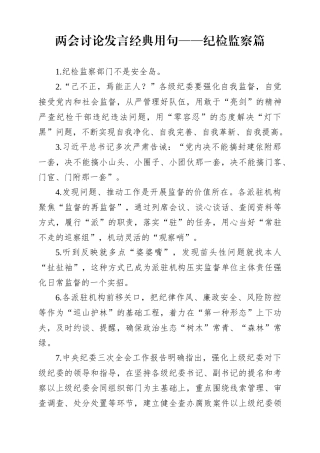 两会讨论经典用句纪检监察篇