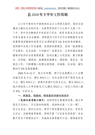 9县2020年下半年工作筹划