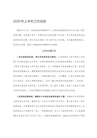 2020年上半年工作总结