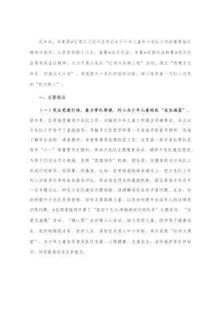 共青团X区“红领巾先锋工程”推进情况汇报