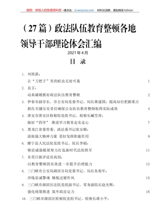 （19篇）政法队伍教育整顿各地领导干部理论体会汇编。
