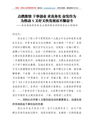 14256【在全县政府系统X主题实践活动动员会议上的讲话