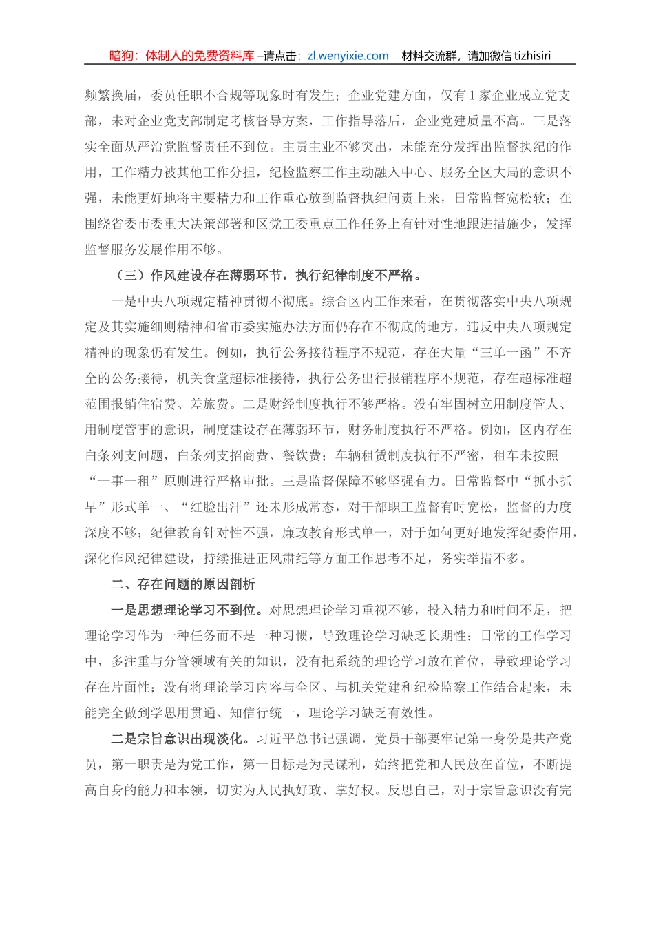 巡察整改专题民主生活会对照检查材料_第2页