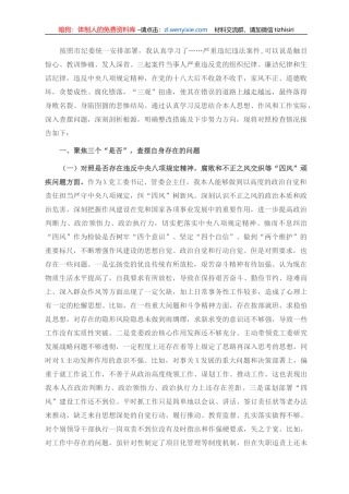 以案促改专题民主生活会对照检查剖析材料（副书记、常务副职）