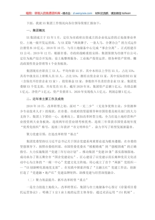 XX集团工作情况汇报