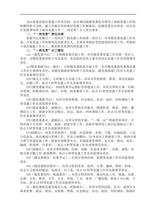 x镇党委班子成员抓基层党建“一岗双责”责任清单