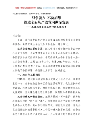 全会2020年纪委全会工作报告