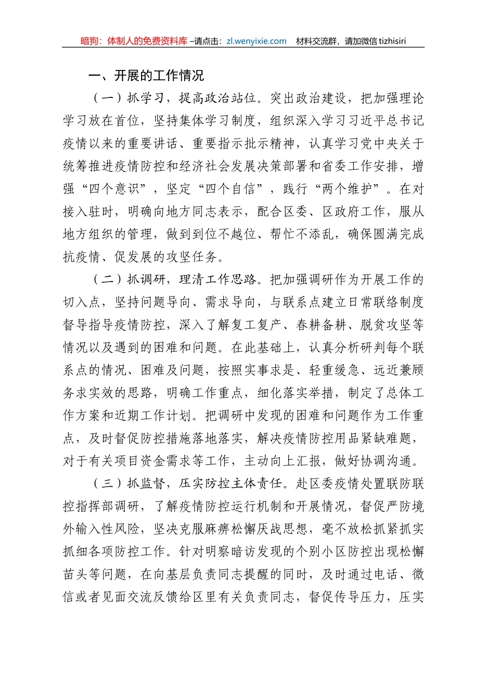 疫情期间下派工作组组长座谈会汇报提纲_第2页