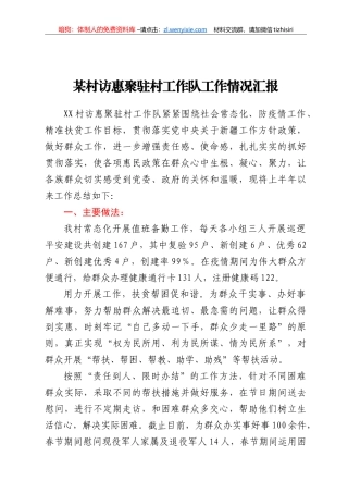 访惠聚驻村工作队工作情况汇报