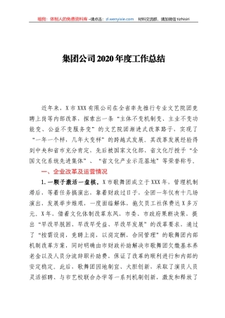 集团公司2020年度工作总结